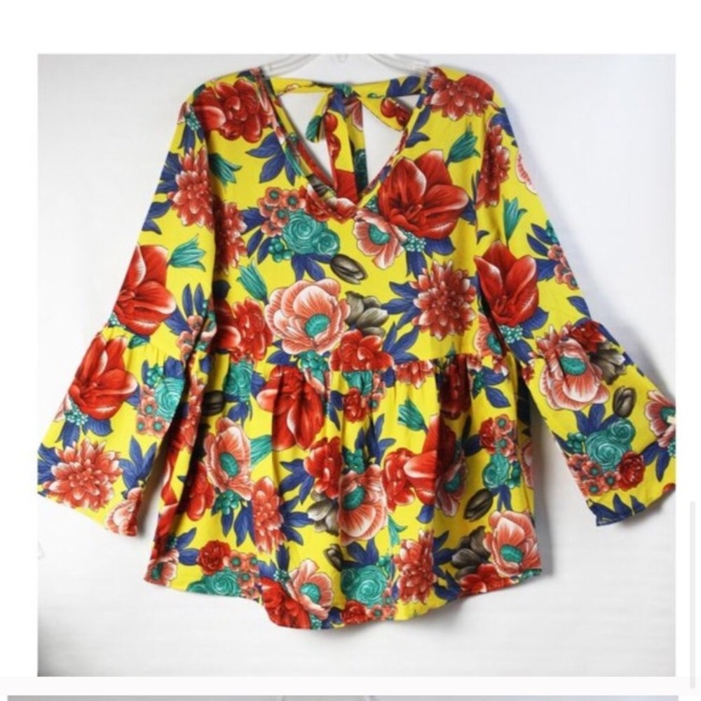 Yellow Floral Boho Babydoll Tunic